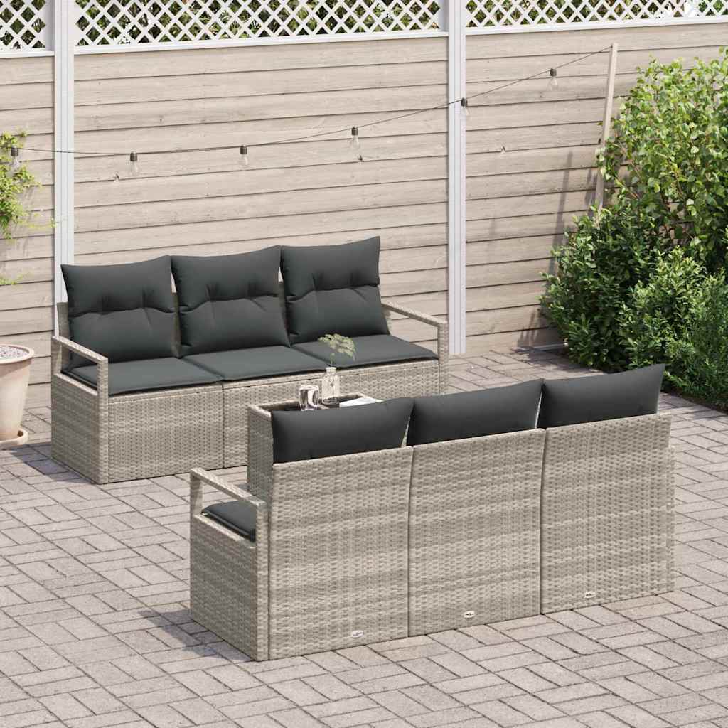 Garten-Sofa-Set mit Kissen 7 pcs Hellgrau und Dunkelgrau